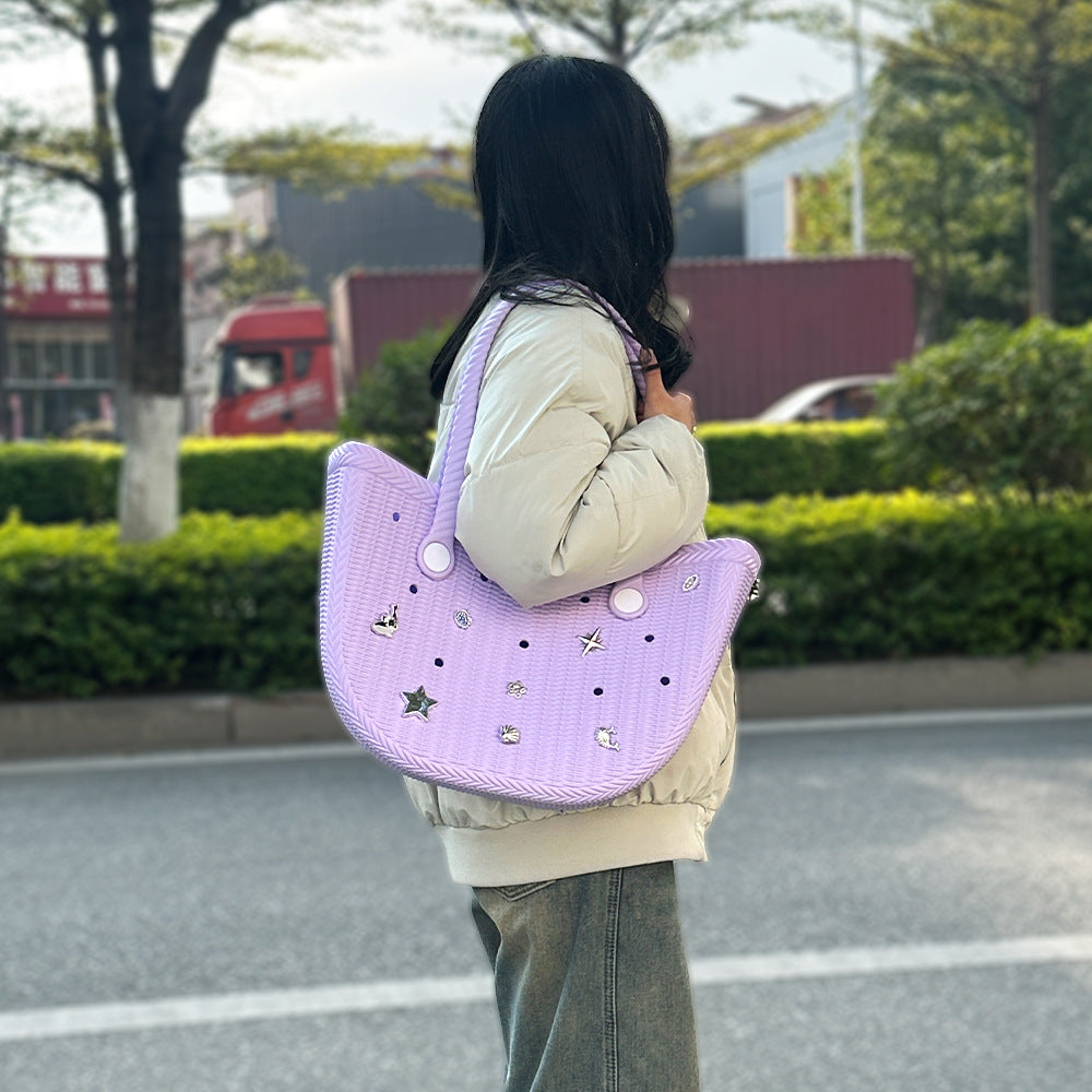 2026 New Custom Logo Cave Eva Beach Shopping Travel Outdoor Girls Water Resistant Durable Two Straps Tote Handbag Bogg Bag