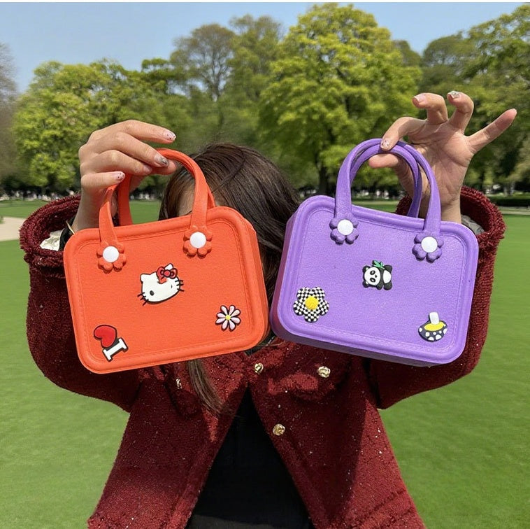 New Cute Fashion Customs Logo Small Waterproof EVA Manufacture Beach Outdoor Light Tote Handbag Bags for Kids Girls Women