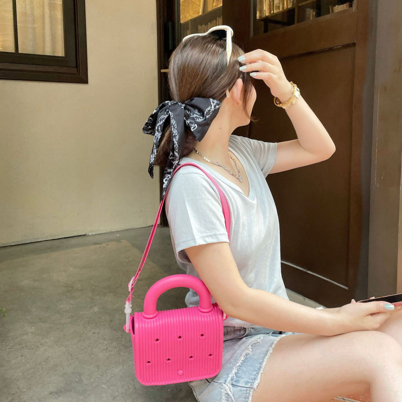 Customs Logo EVA Small Casual Women Girl Cute Beach Outdoor Shopping Travel Washable Soft Crossbody Adjustable Straps Tote Bag