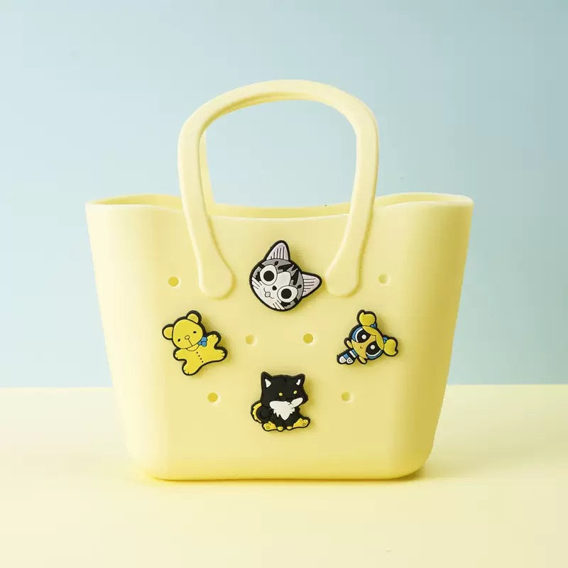 2026 New Cute Fashion Customs Logo Small Silicone Rubber Beach Waterproof Durable Handle Tote Handbag Bag for Little Girls Kids