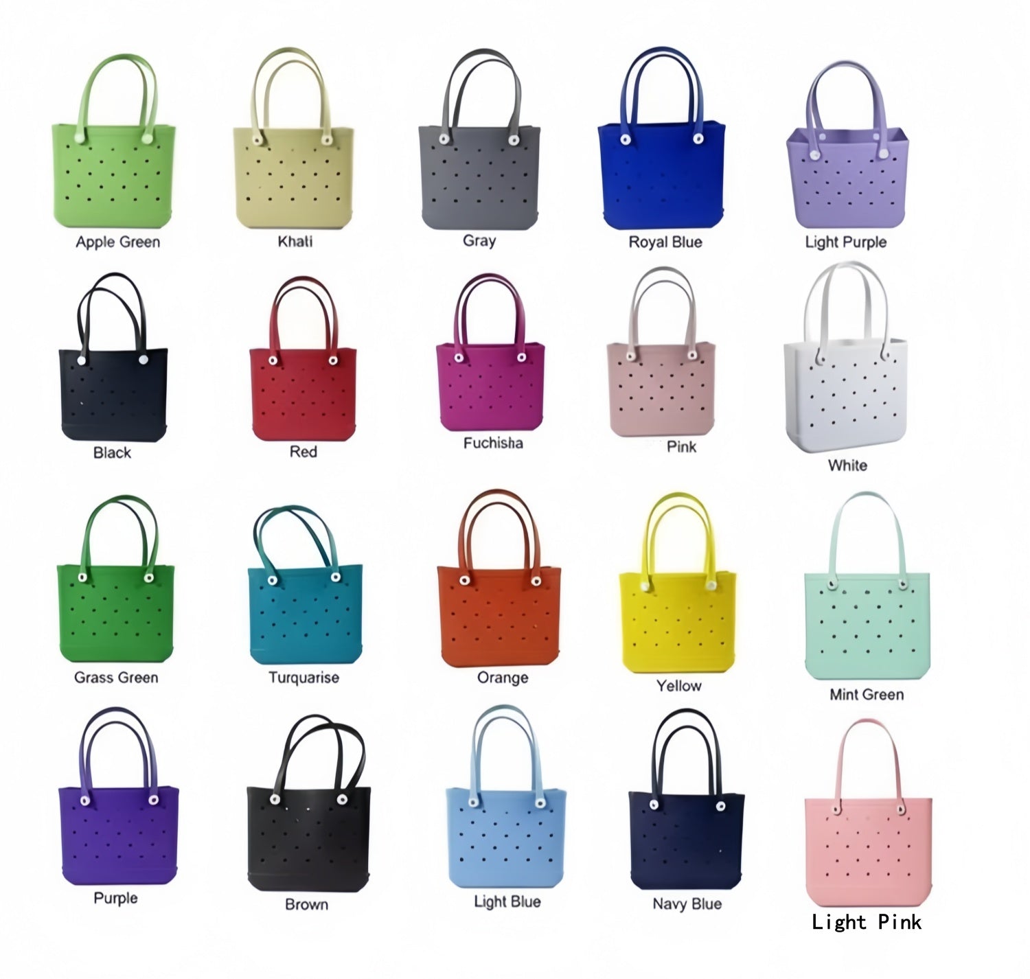 Large Medium Small Size China Factory Waterproof Travel Shopping Beach EVA Bogg Bag Handbag Tote for Girl Women