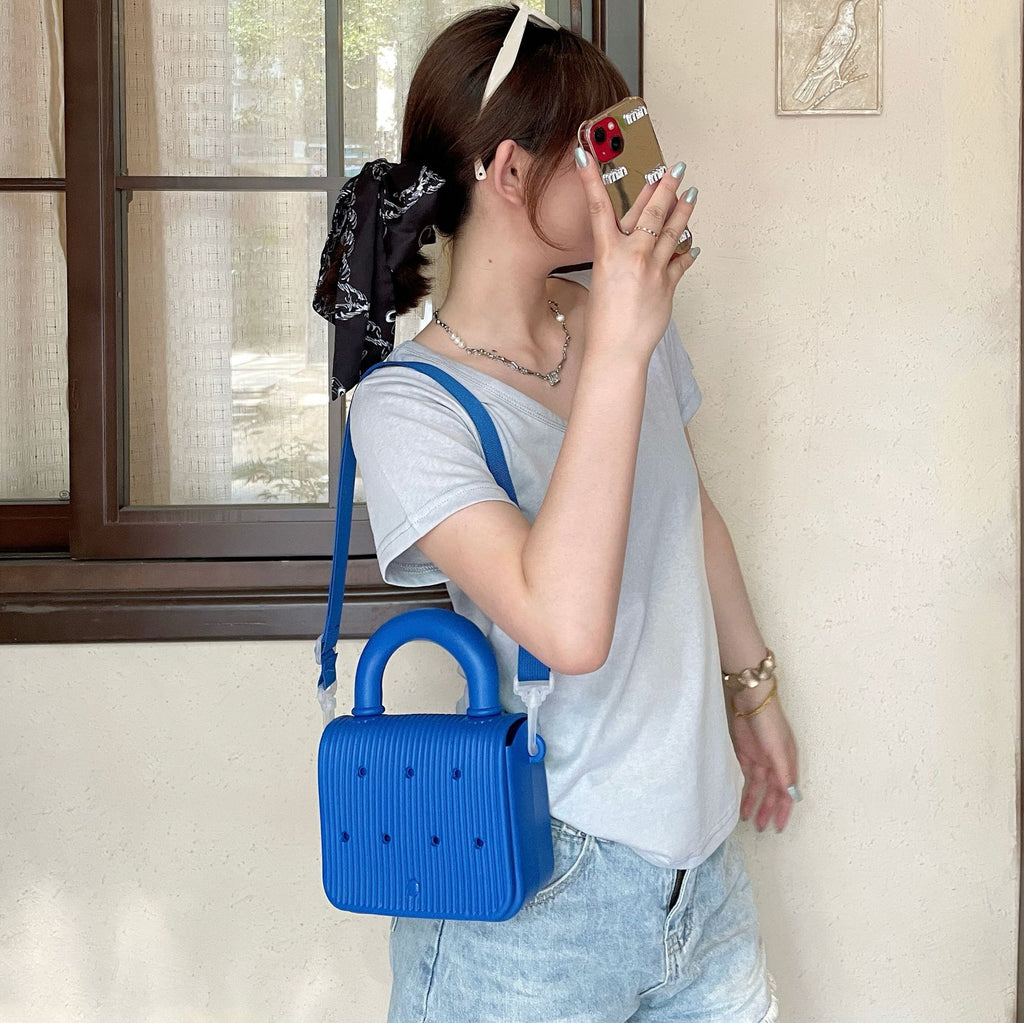 Customs Logo EVA Small Casual Women Girl Cute Beach Outdoor Shopping Travel Washable Soft Crossbody Adjustable Straps Tote Bag