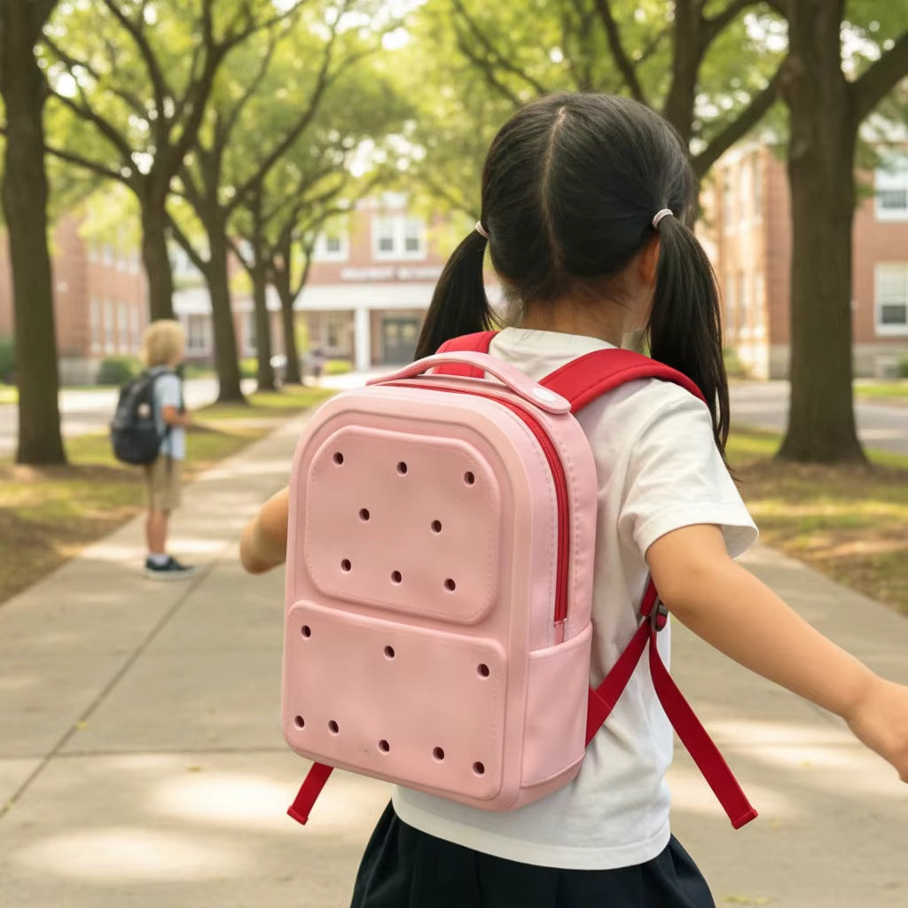 Cute Fashion Custom Logo Medium Silicone 20-36L Internal Frame Waterproof Candy Colors Zipper School Backpack for Little Girls