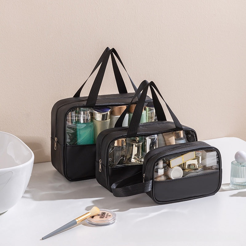 Large Medium Small Capacity  Reusable Clear Customs Logo Fashion Travel PVC Zipper Storage Cosmetic Makeup Bag for Girls Women